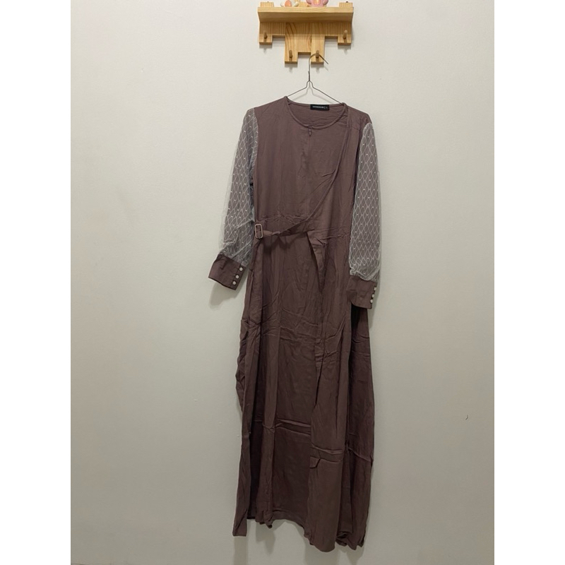 preloved dress abaya gamis coklat nude by hayna hijab haynahijab