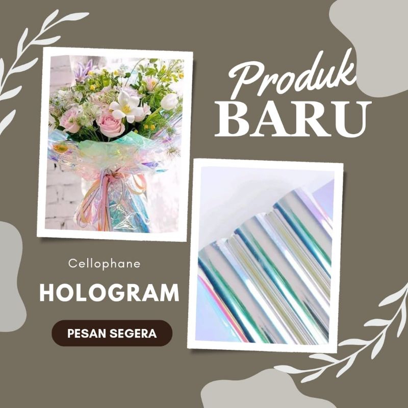 

FREE PACKING Hologram Tranparent 1 Roll - Cellophane Waterproof - Kertas Buket - Hologram Per roll - Hologram Bening