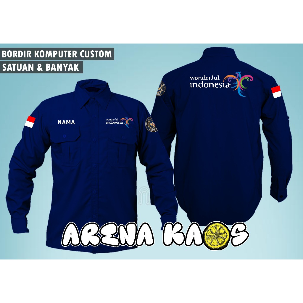 KEMEJA PDH PDL KEMENPAREKRAF WONDERFUL INDONESIA BORDIR / KEMEJA PESONA INDONESIA