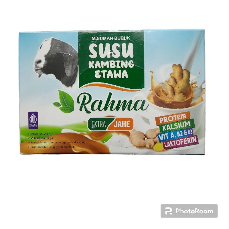

Susu Kambing Etawa Rahma Isi 1 box 10 sachet @20 gr Extra Jahe