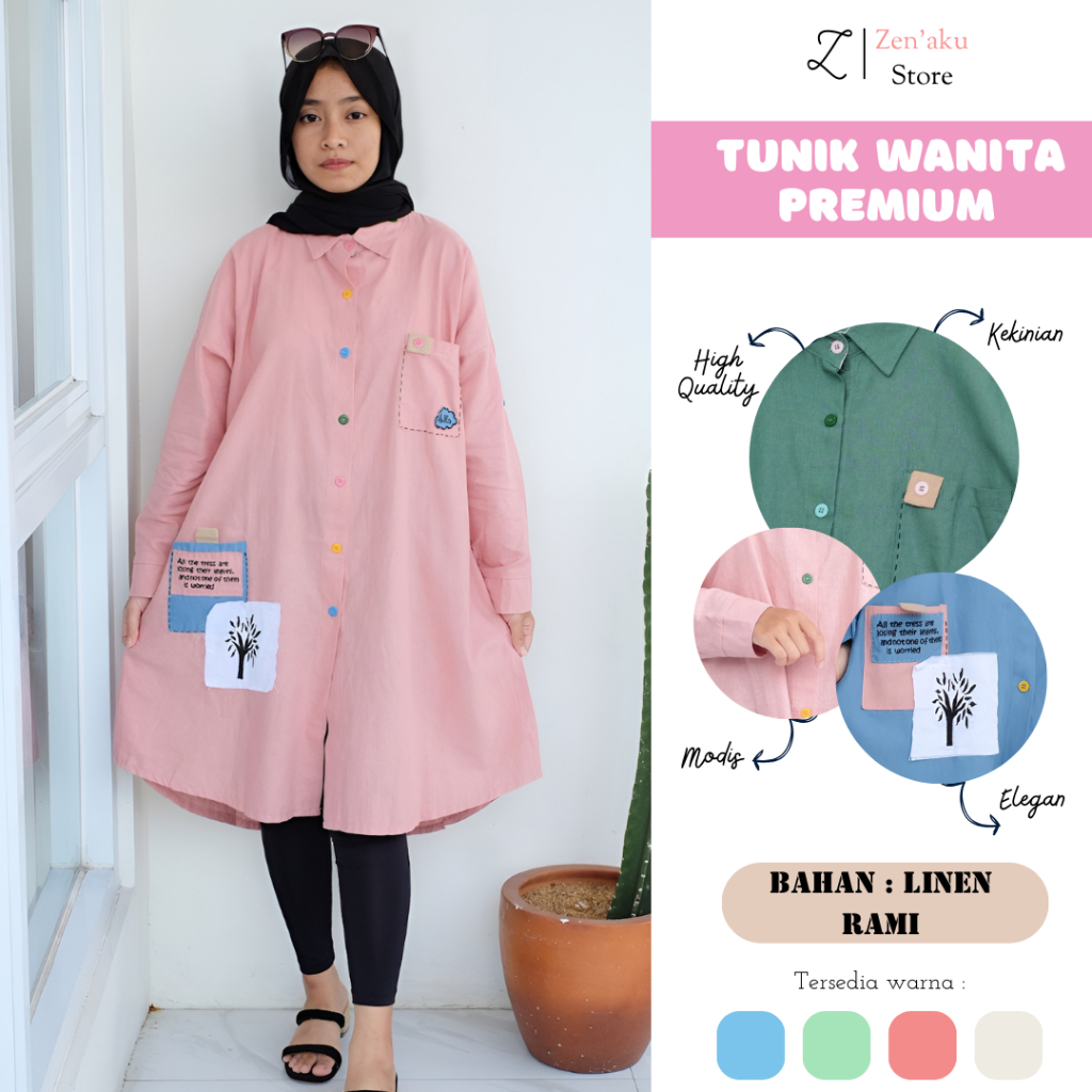 TUNIK WANITA DEWASA REMAJA MOTIF LINEN TERBARU KEKINIAN BUSUI PREMIUM LUCU MEWAH ELEGAN