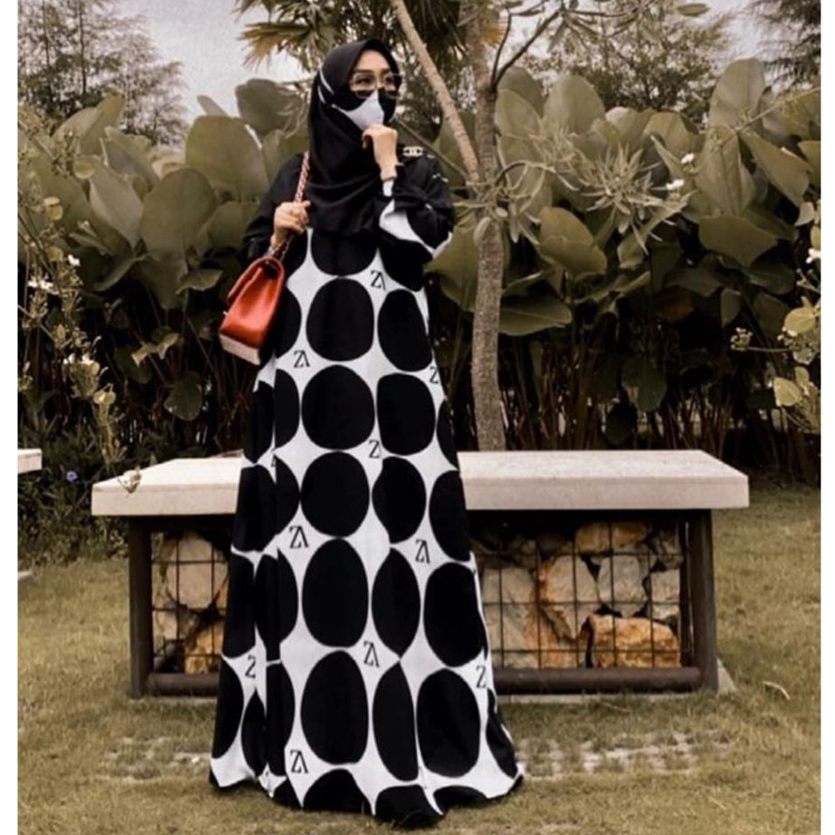 Dress Gamis Printingan Macaron By ZEEAUDREY