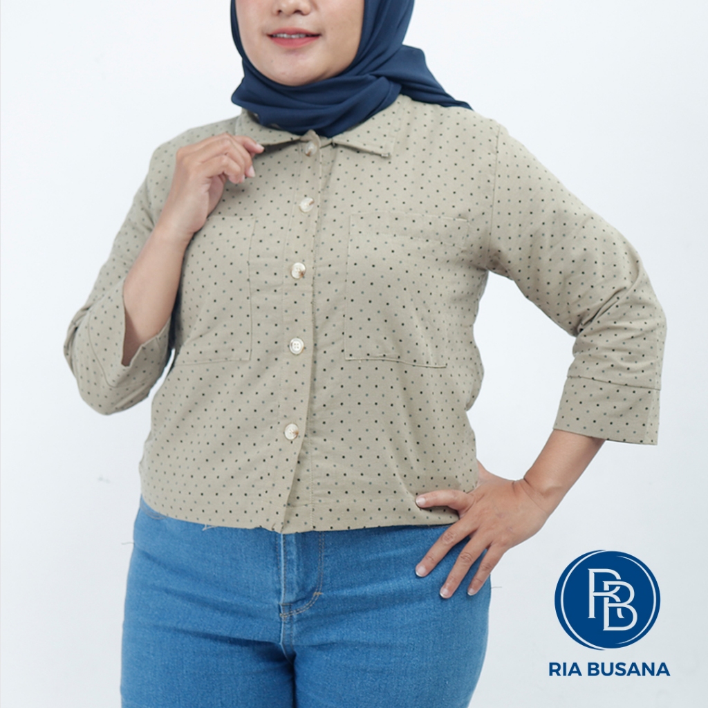 Ria Busana - Nathaniah - Kemeja Wanita Crop Art. R0206