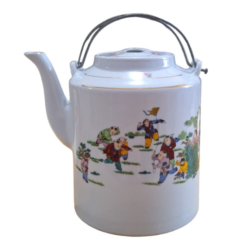 Teko keramik putih motif tinggi 25 cm