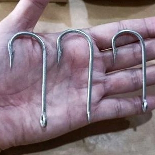 Mata Kail Pancing Putih Cap Kunci Merk MUSTAD No.1, 2, 3 & 4. Seri 2315 & 2335. Made in Norway. Bara