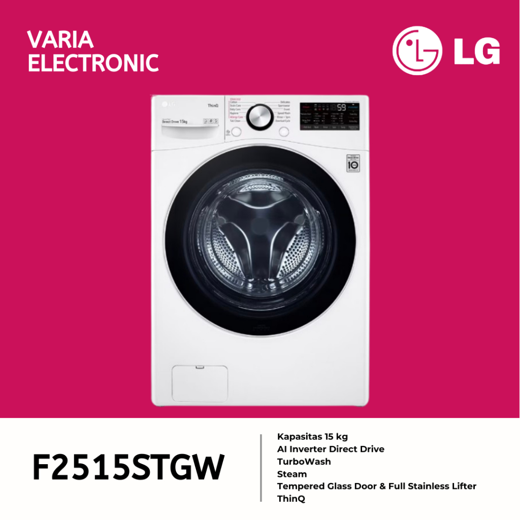 Mesin Cuci LG 15 Kg F2515STGW Front Loading