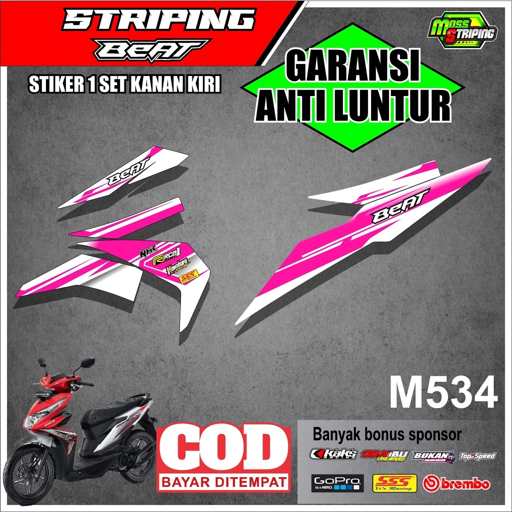 STRIPING STIKER LIST VARIASI MOTOR BEAT ESP STREET FI NEW 2016 2017 2018 2019 M534 - SETIKER STICKER