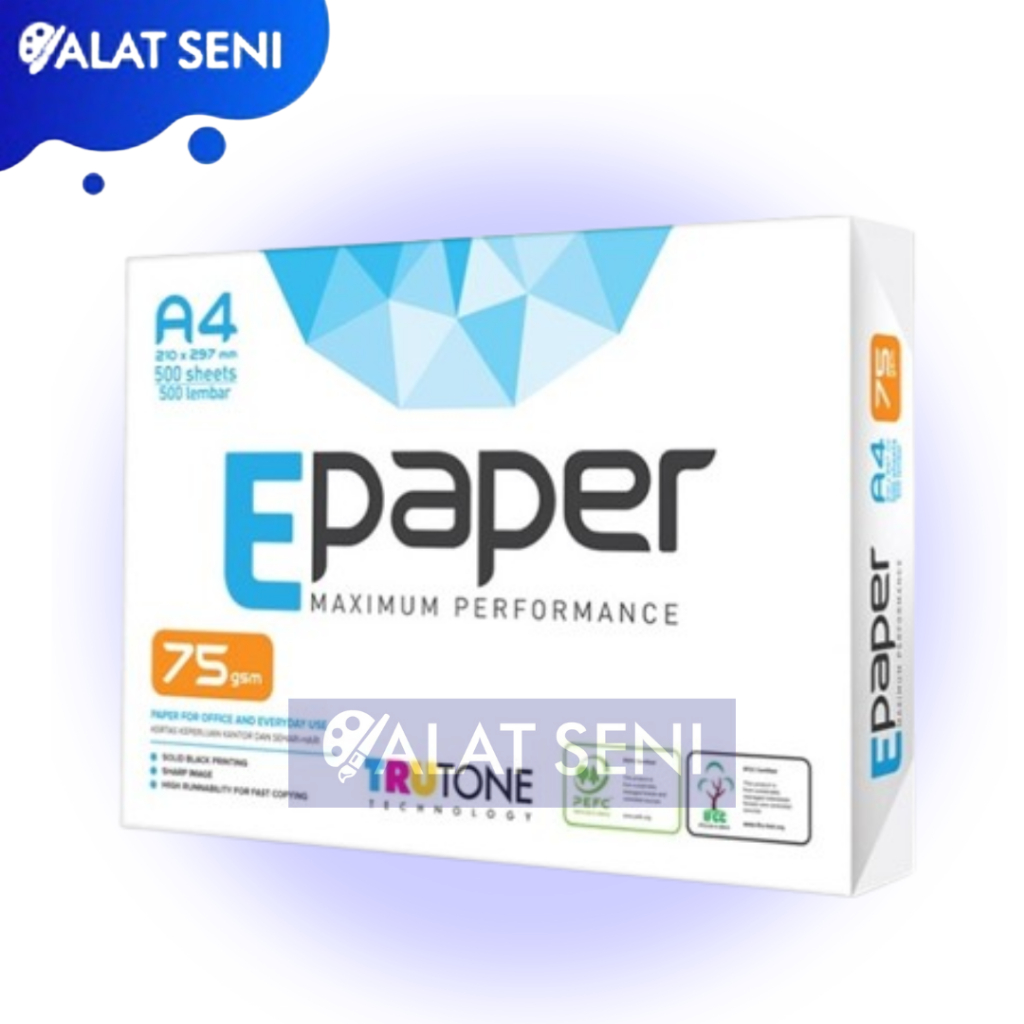 

HVS E PAPER A4 75 GSM ISI 500 LEMBAR / KERTAS FOTOCOPY A4 ISI 500 LEMBAR