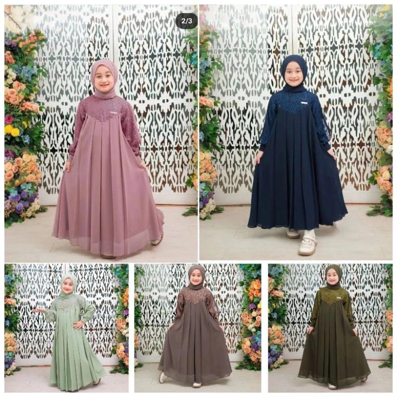 INARA KIDS PLUS KHIMAR/GAMIS ANAK SET HIJAB KEKINIAN/DRESS GAMIS ANAK MUSLIM MODEL TERBARU/GAUN PEST