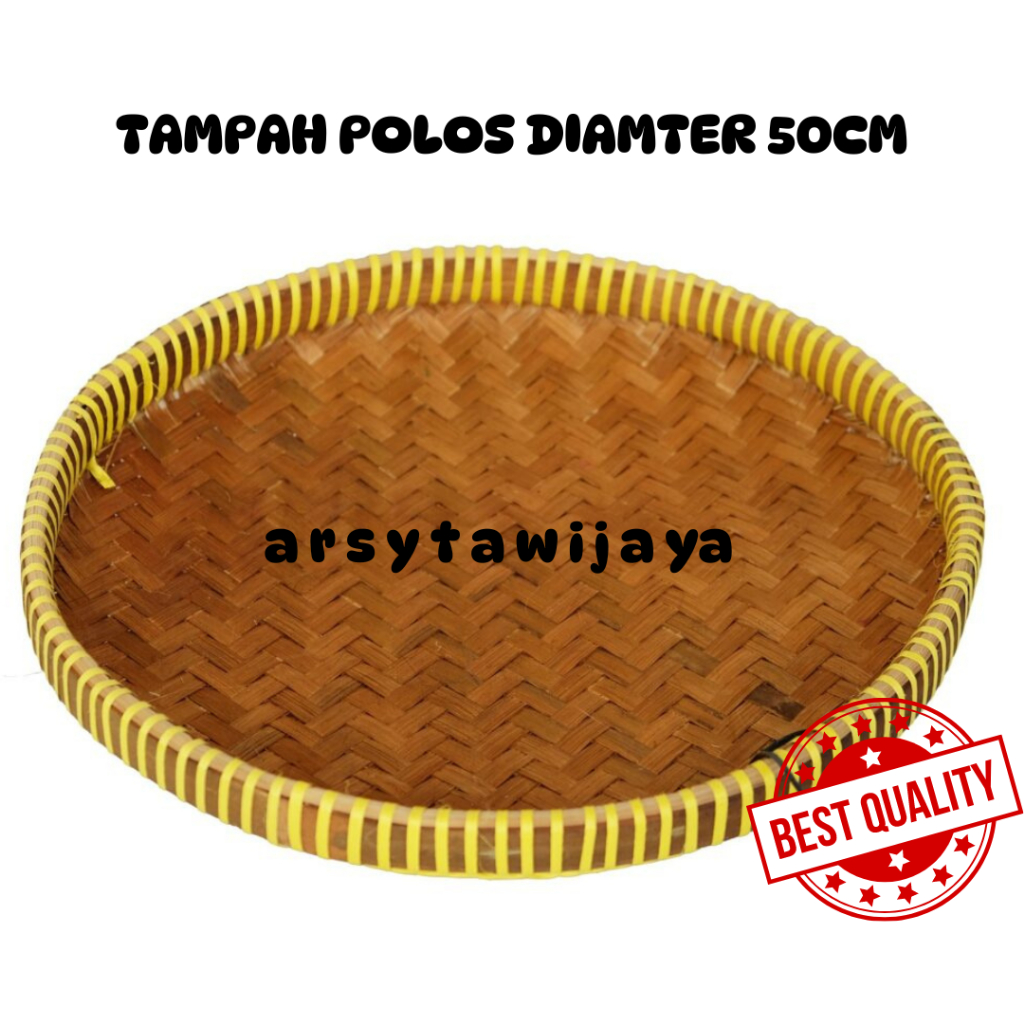 Tampah Bambu Jumbo 50cm - Tampah Bambu Piring -Tampah Bambu Tali kuning