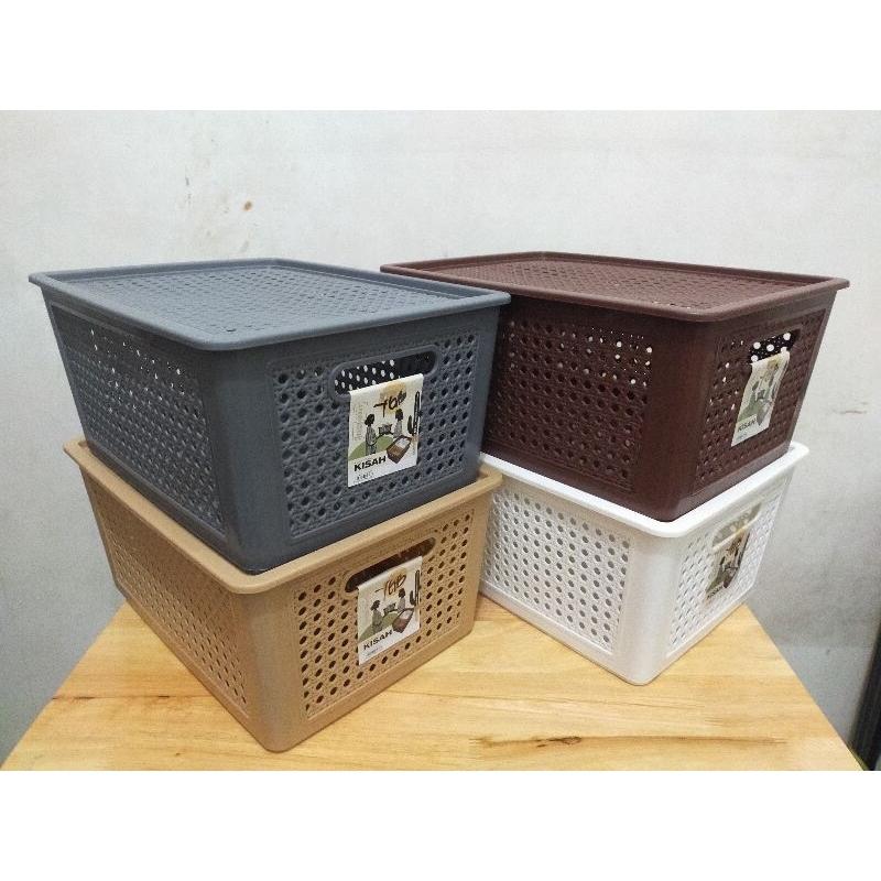 Keranjang Tutup Jumbo Plastik / Keranjang Kisah Kiara Size L / Keranjang Plastik Serbaguna / Kotak P