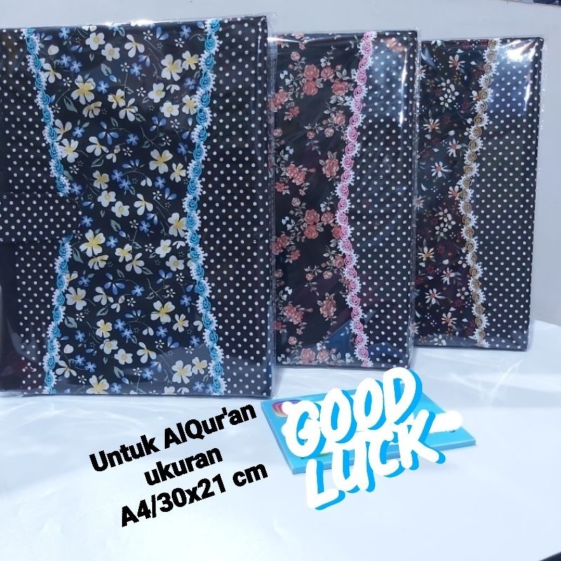Sampul Cover A4 (saja) Sarung Al Quran - Hadiah Kado Islami - Cover Al Quran cantik motif bunga - Sa
