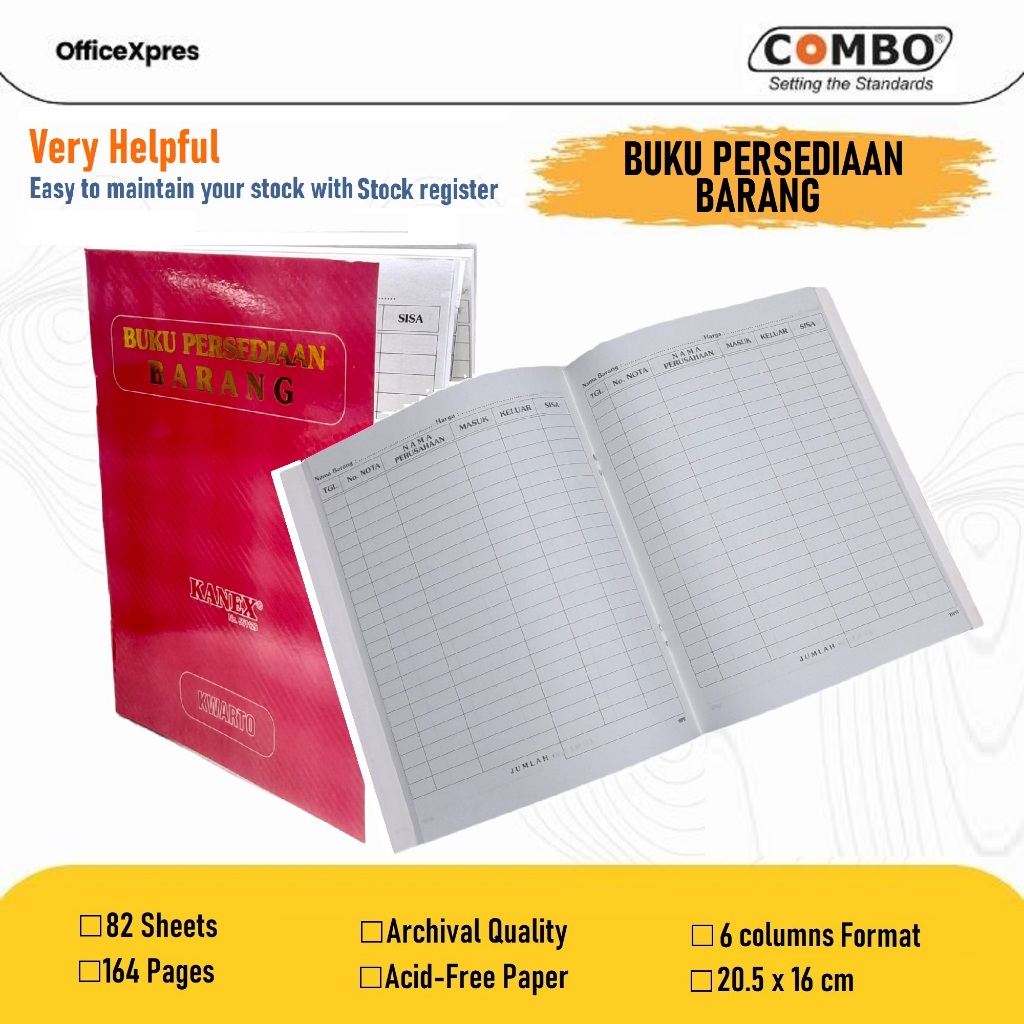 

Buku Persediaan Barang Kwarto / Buku Induk Barang / Buku Persediaan Barang Kecil / Buku Keluar Masuk Barang KANEX