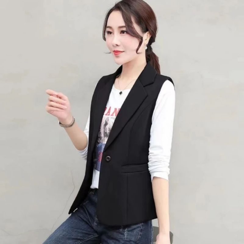 outer wanita formal/Rompi formal wanita/jas wanita tanpa lengan saku paspol
