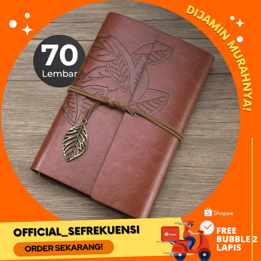 

[BEST SELLER] Toddi BESTOYARD Buku Catatan Binder Kulit Notebook Retro Leaf Cover - B-606 - Brown