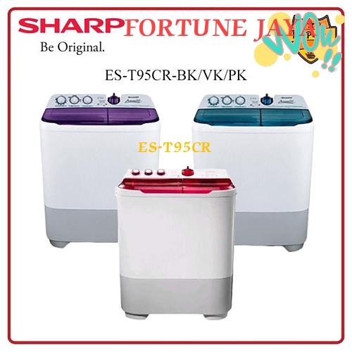 Mesin Cuci 2 Tabung Sharp EST 95 CR AQUA MAGIC BIG PULSATOR 9.5 KG Cuci Dan Kering