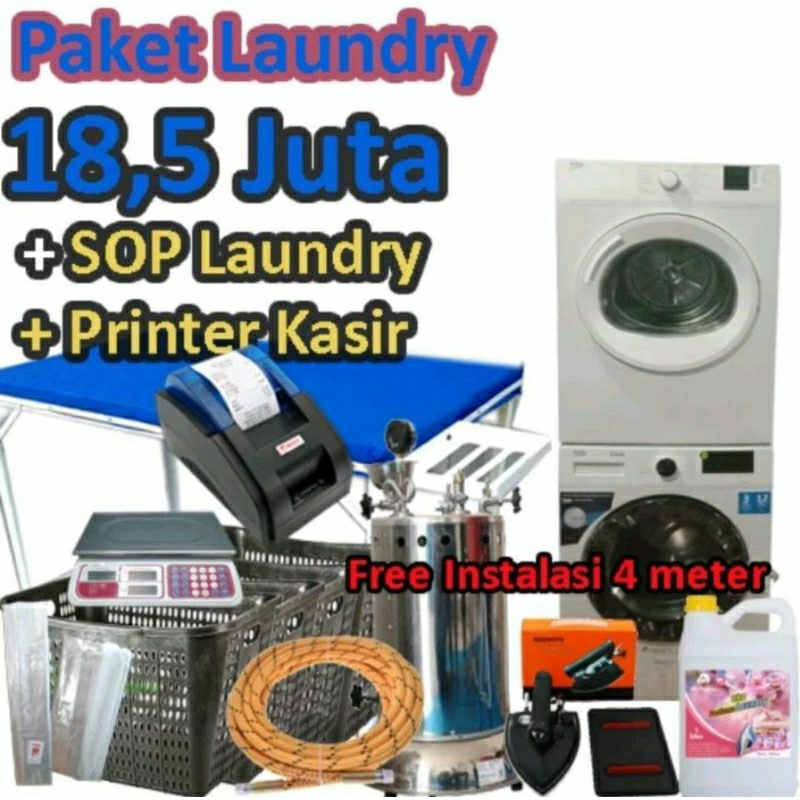 paket usaha laundry Kiloan 1 stack, Mesin cuci Pengering/dryer