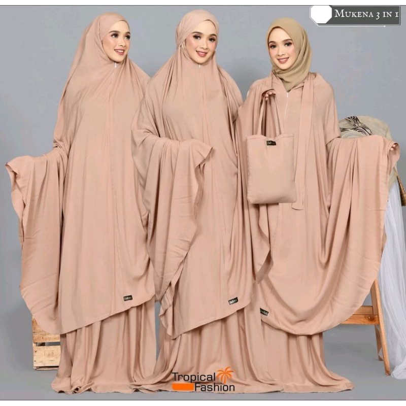 Mukena Bali Resleting 3 in 1 Extra Jumbo Rayon Janger Polos