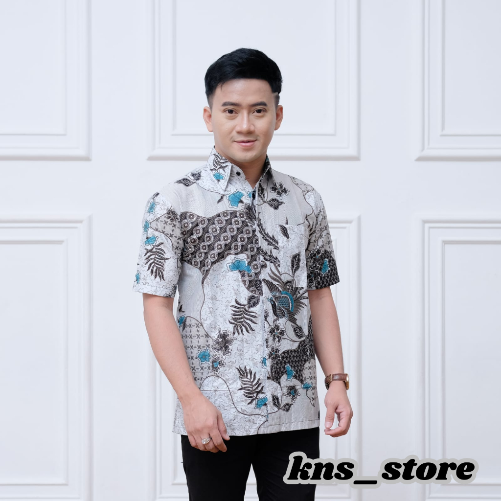 KEMEJA BATIK PRIA LENGAN PENDEK HEM BAJU BATIK PRIA LENGAN PENDEK JUMBO