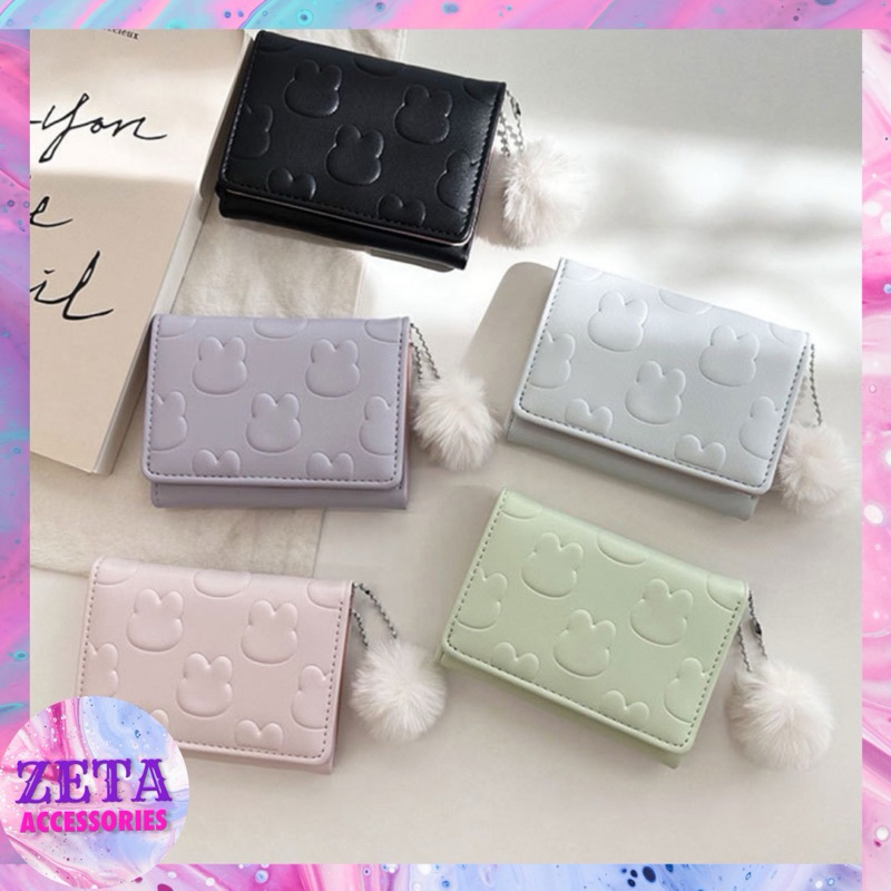 ZETA D003 - Dompet lipat wanita motif timbul rabbit import dompet miniso
