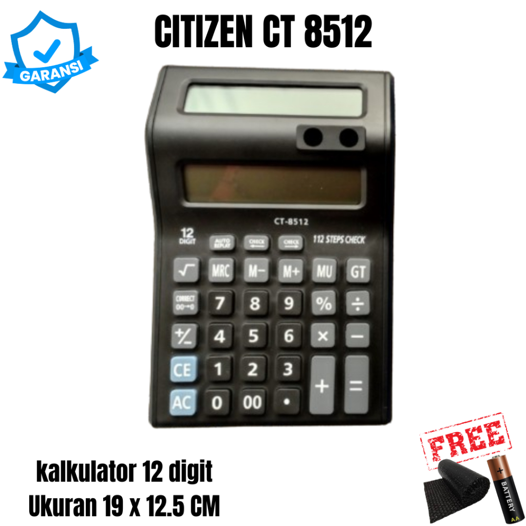 

Kalkulator CT 8512 Dagang Kantor Kasir Toko Dua Layar Display Ukuran Besar 12Digit