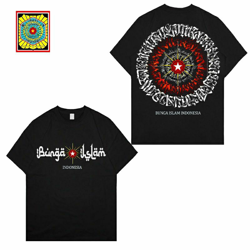 IPSBI STORE | Kaos Bunga Islam INDONESIA 24s SABLON A2  | v185