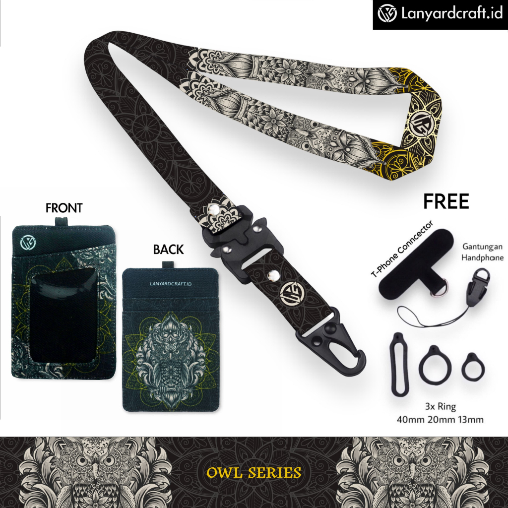 

LC.ID Lanyard Craft Owl V1 Gantungan Tali Holder Card Printing - Owl Series