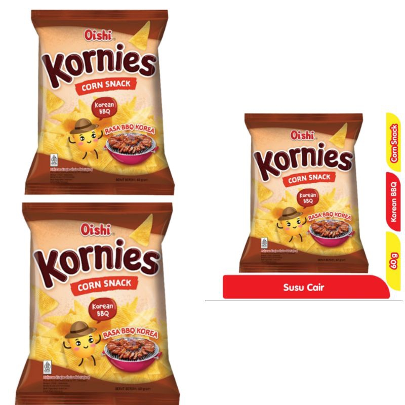 

Oishi Kornies Corn Snack BBQ Korea 60gr / Chiki Jagung / Snack / Cemilan Instan