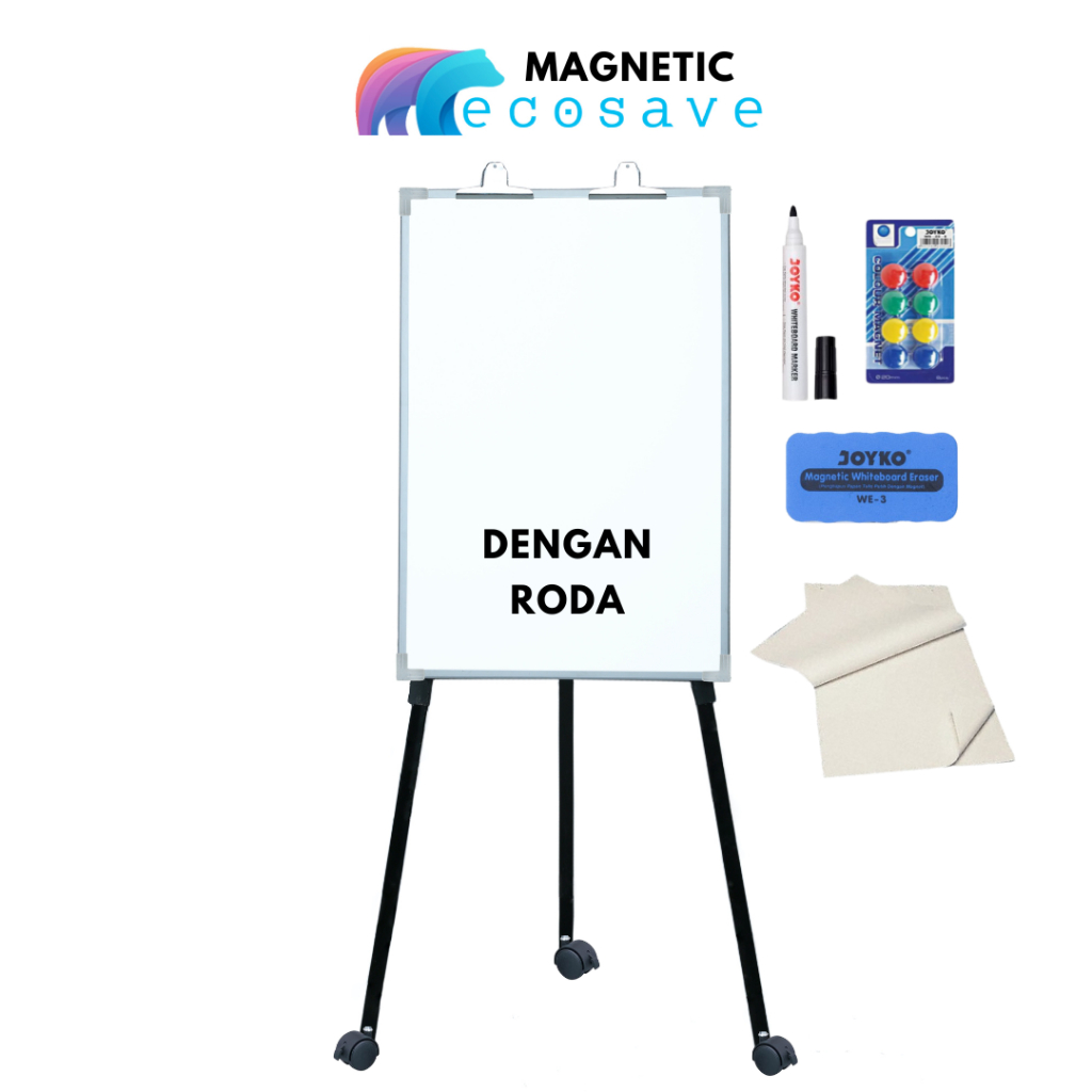 

Flipchart Roda Magnetic Flip Chart Whiteboard Standing Portable Papan Presentasi White Board Magnetik Portabel 3 Kaki Beroda 60x90 70x100 75x100 90x120 cm