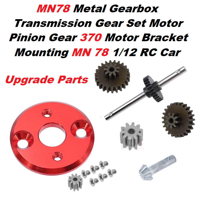 Upgrade MN78 Metal Gearbox Transmission Gear Set Motor Pinion Gear Bevel Gear 370 Motor Bracket Moun