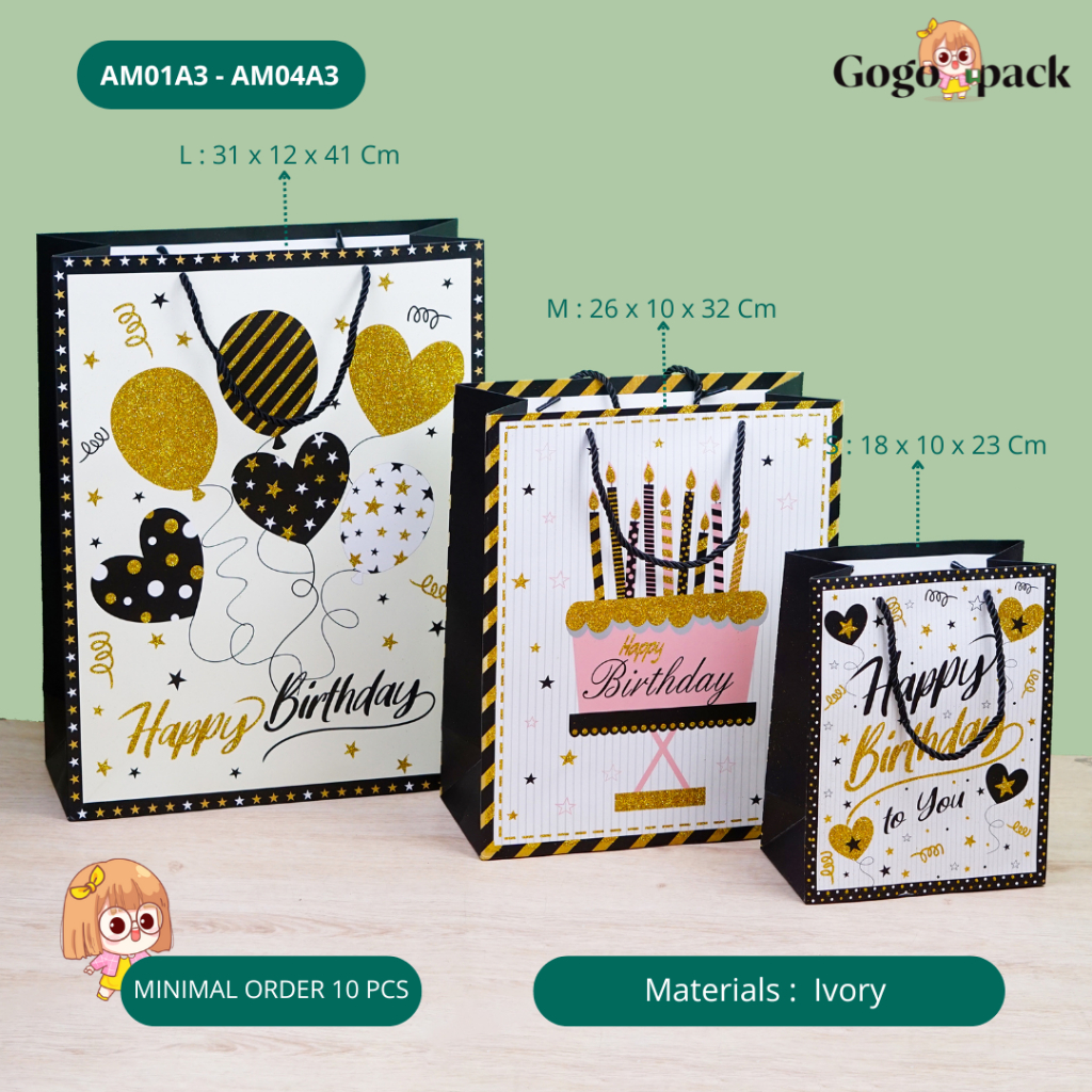 

Paper Bag Besar bahan Ivory tebal / Gift Box Tote Bag / High end Gift Paper Bag Paperbag Box Set Motif, Souvenir, Tas kue, Hampers | AM01A3