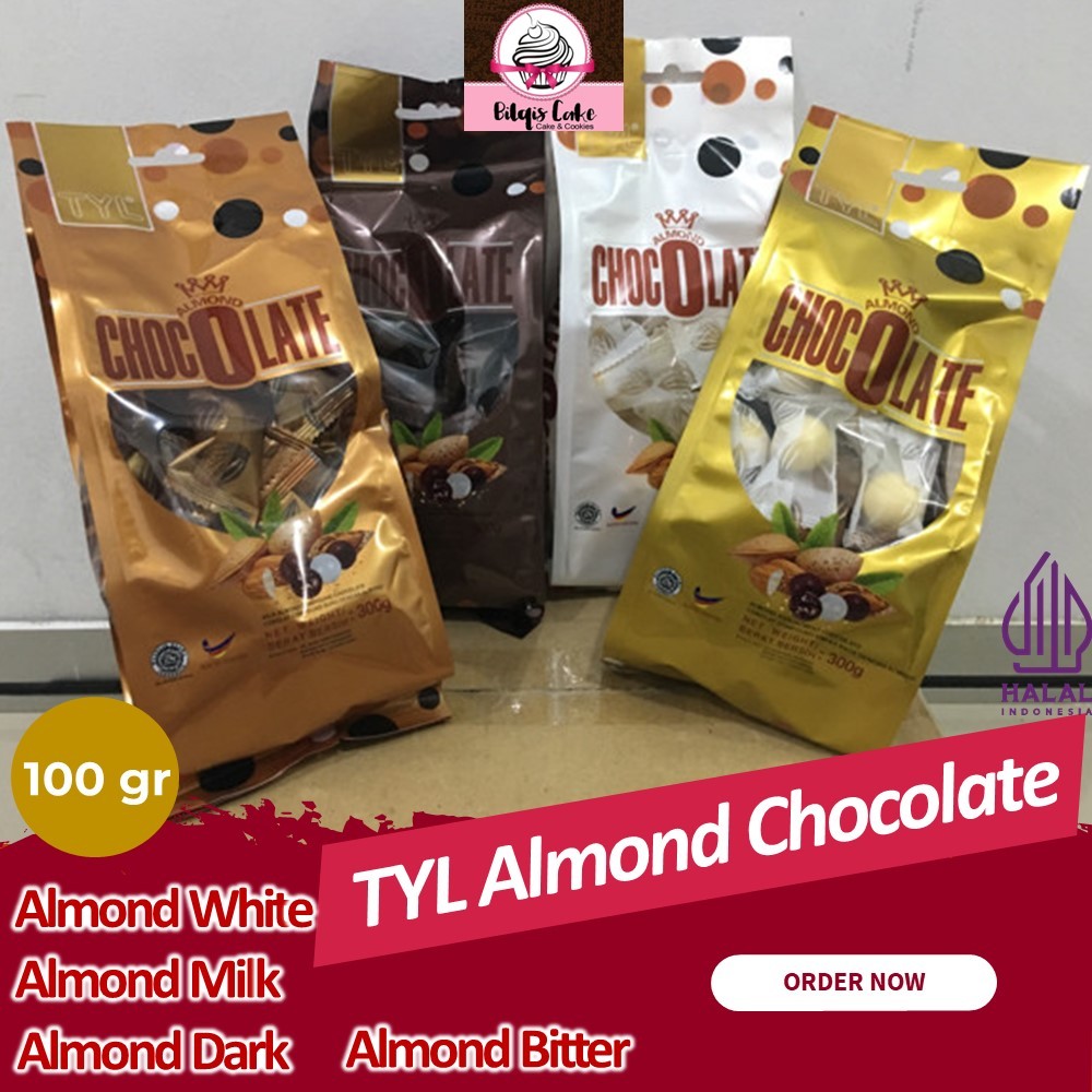 

TYL Almond Chocolate White Milk Dark Bitter Chocolate 100 Gram