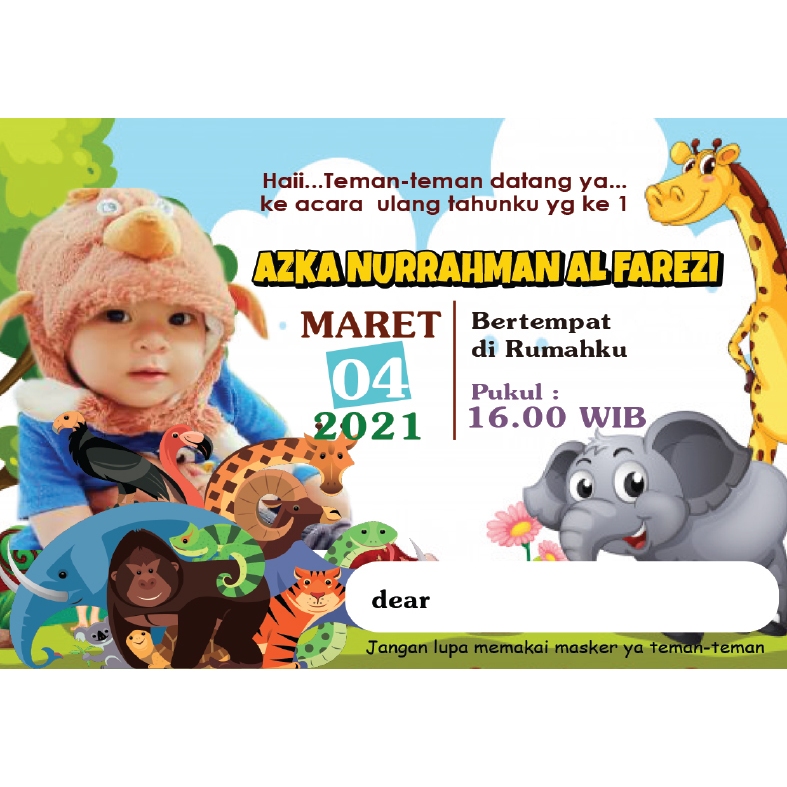 UNDANGAN ULANG TAHUN/ UNDANGAN ULTAH CUSTOM/ UNDANGAN ANIMAL/UNDANGAN KARAKTER