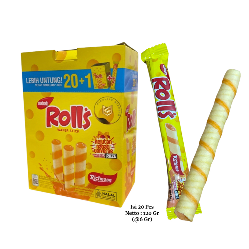 

Wafer Nabati Rolls Stick 20 X 6 Gr Rasa Keju by Sigolden Minigram