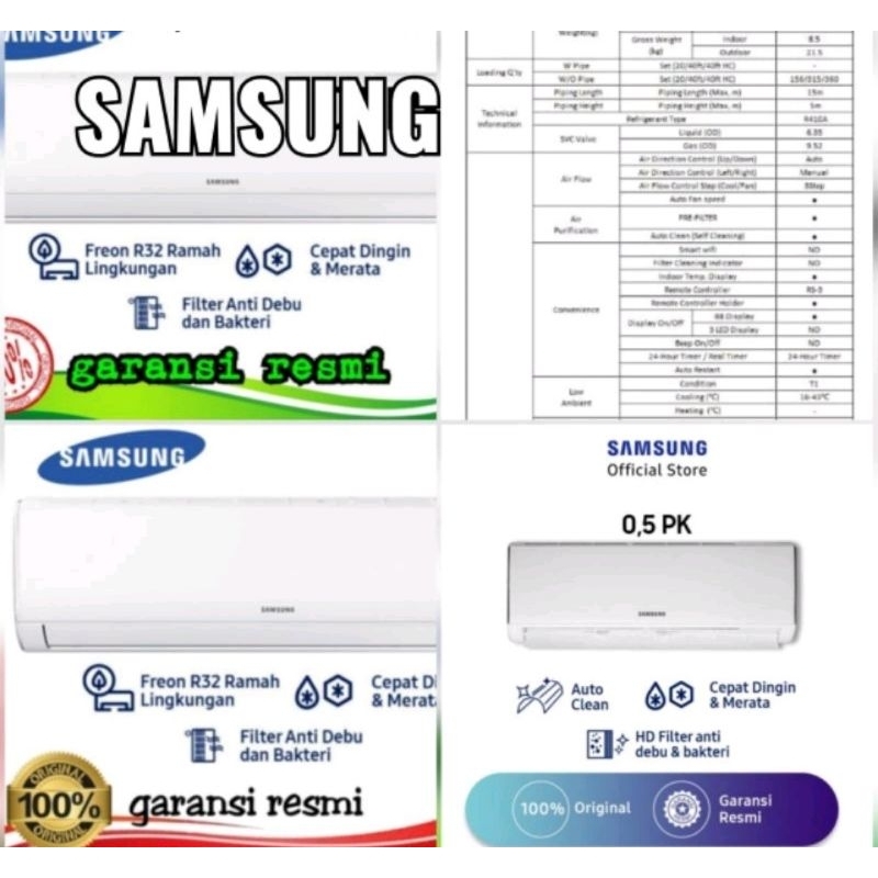 AC Cirebon New AC Split Samsung Ac 05pk hemat340watt• (PROMO Harga kota-Cirebon AC SPLIT  1/2PK-05NR
