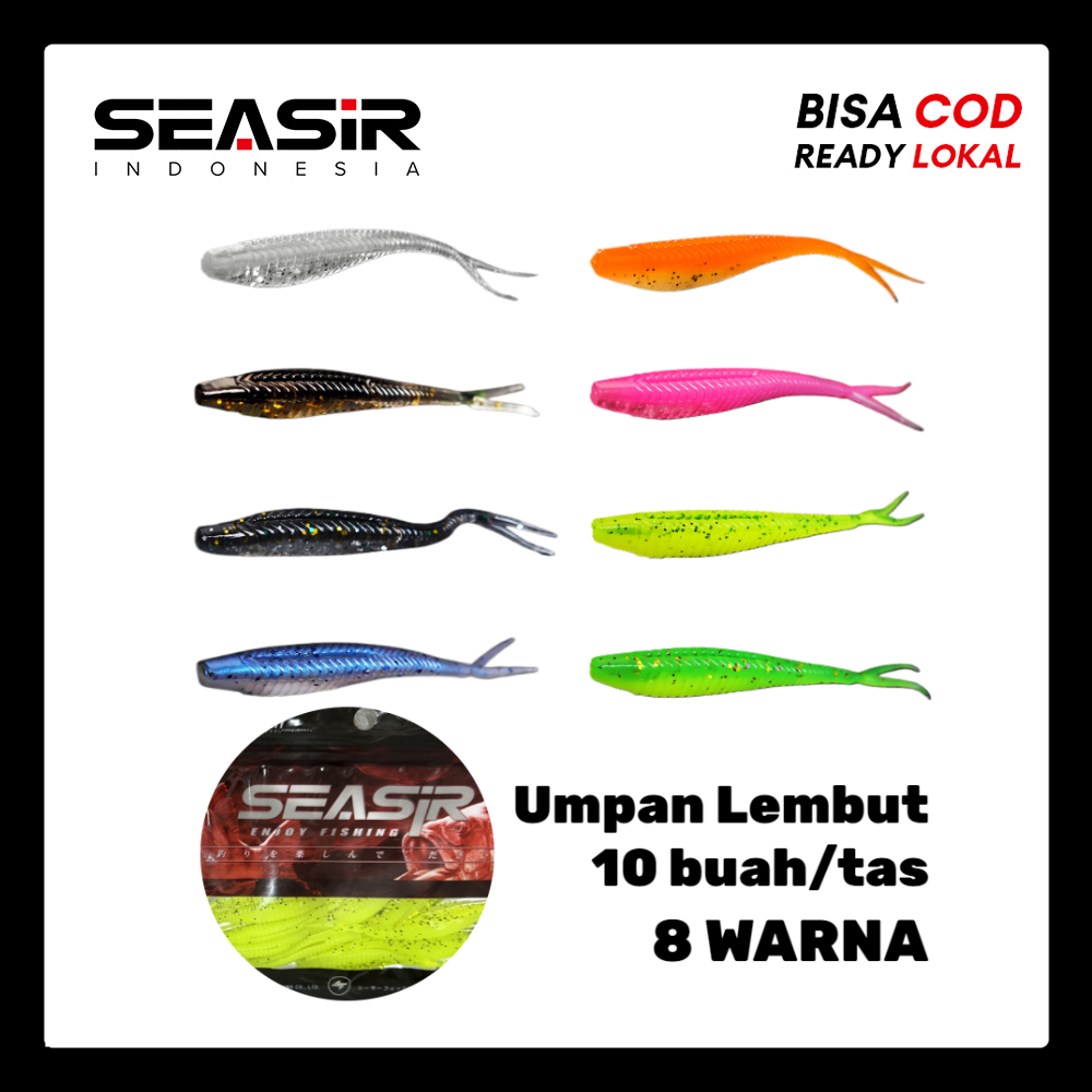 [OFFICIAL] SEASIR Soft Bait Fishing Lure (10pcs/bag) 7CM/1.8g Umpan Pancing Umpan Lembut 8 Warna for