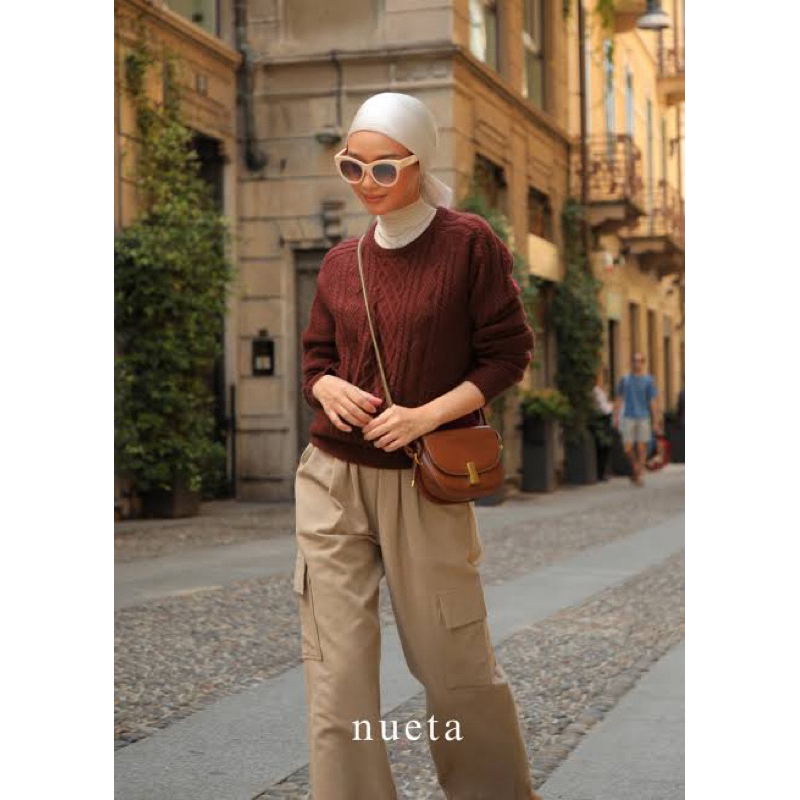 New Cable Sweater Maroon S/M by Nueta