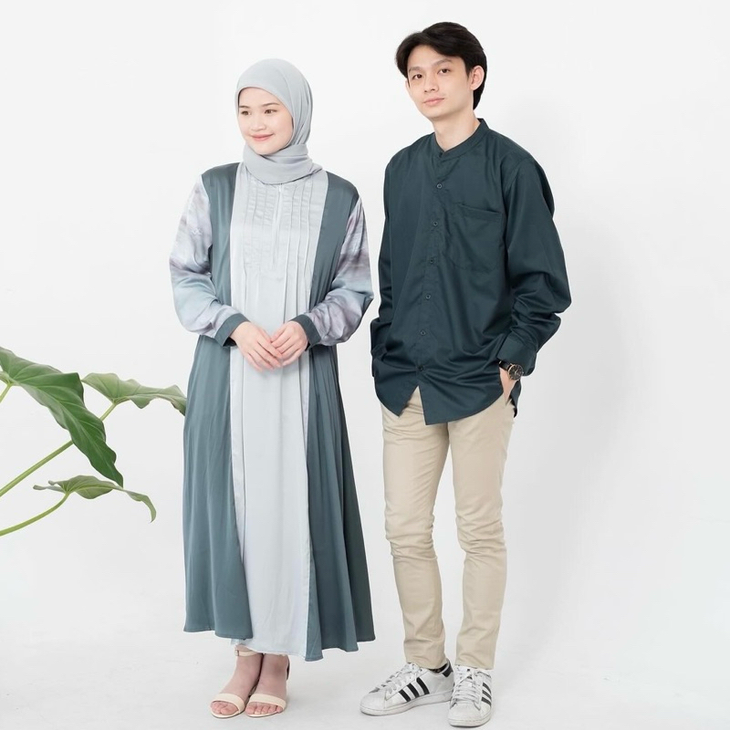Efabric - Atalia Dress Silk / Dress Kombinasi / Baju Lebaran gamis polos armani silk / Baju Couple K