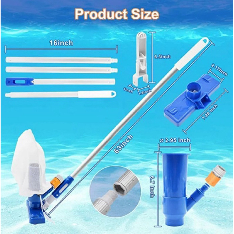Sikat Vaccum Kolam renang + Tongkat Alat vacuum Kolam Renang Set brush