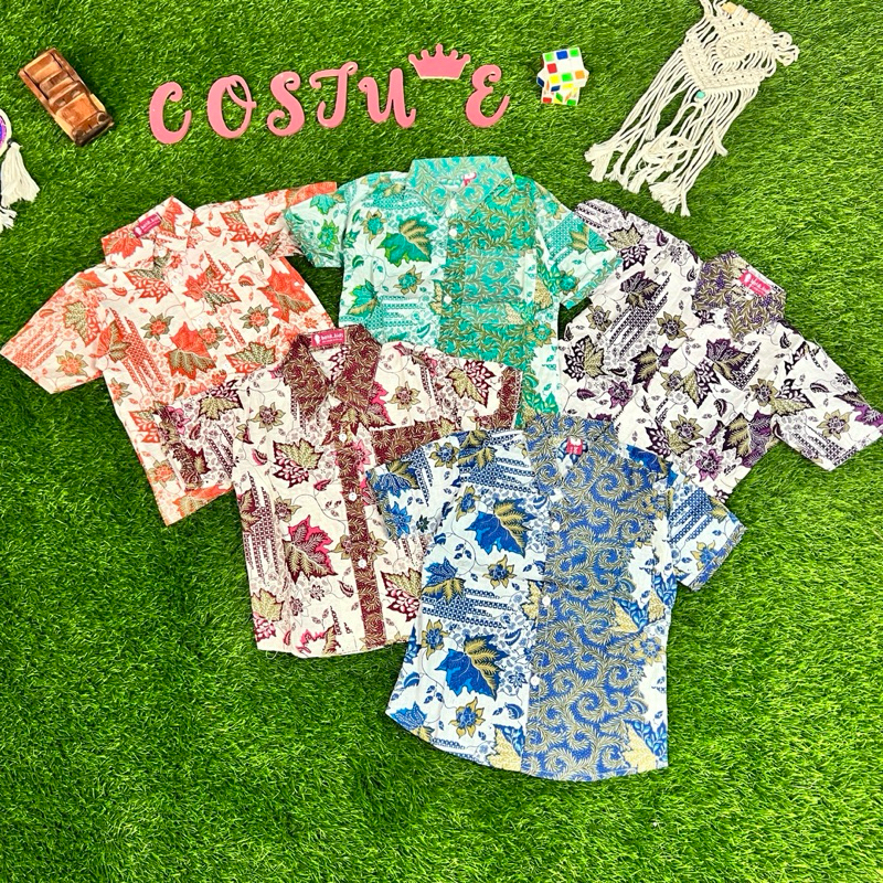 Batik Costume Kemeja Batik Anak Laki Leaffy Putih Merah Kemeja Batik Anak Putih Merah Daun Cakep Bah