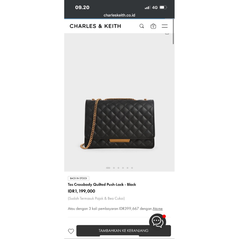 PRELOVED Tas Charles & Keith Black