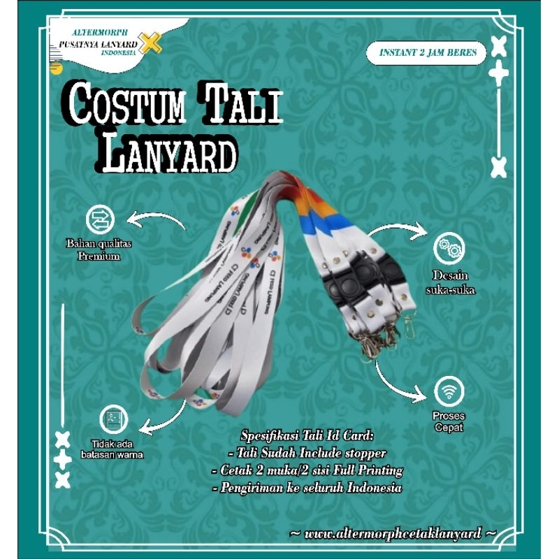 

Costum Tali Lanyard Sablon 2 Sisi | Lebar 2Cm Full Sablon
