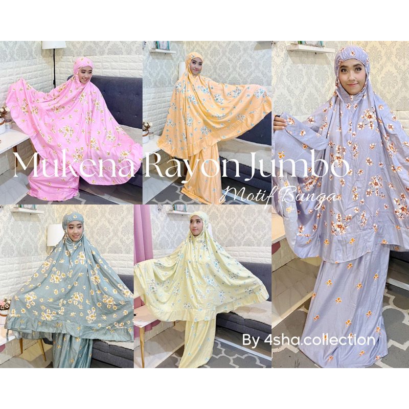 Mukena Rayon Jumbo Dewasa motif bunga sakura
