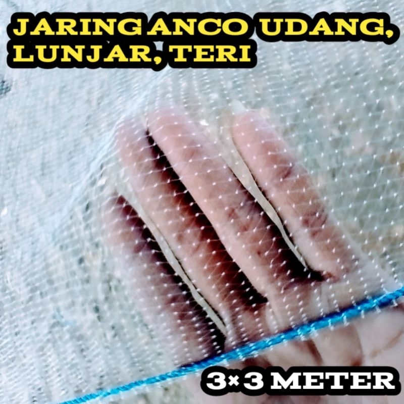 Tangkul ikan kecil / jaring anco udang lunjar teri ukuran 3×3 meter