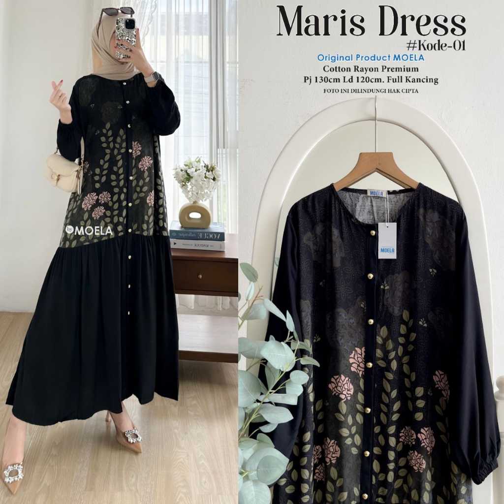 DRESS DIONA  LESAM LD 110 by MOELA BERLABEL MIDI DRESS KOMBINASI