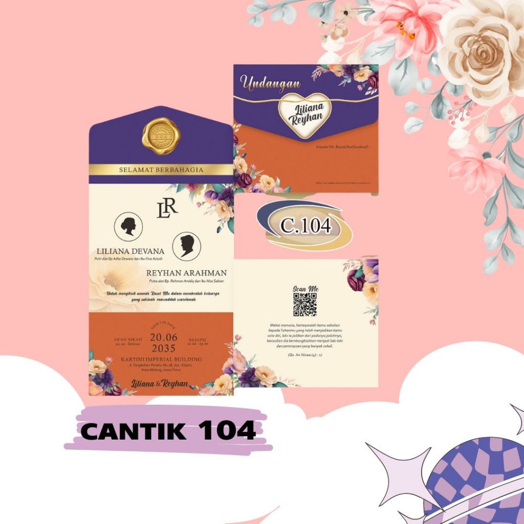 Undangan Pernikahan Murah | Cantik 104