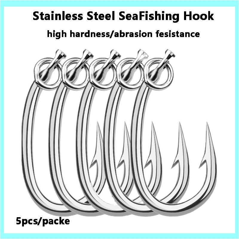 5 pcs / bungkus pancing laut kait baja tahan karat kail tuna pancing laut kail ikan besar