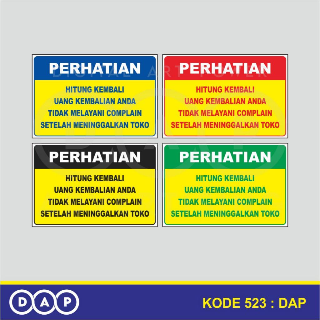 

523 - STIKER HITUNG UANG KEMBALIAN ANDA - 30 X 20 CM - VINYL - TERBAIK