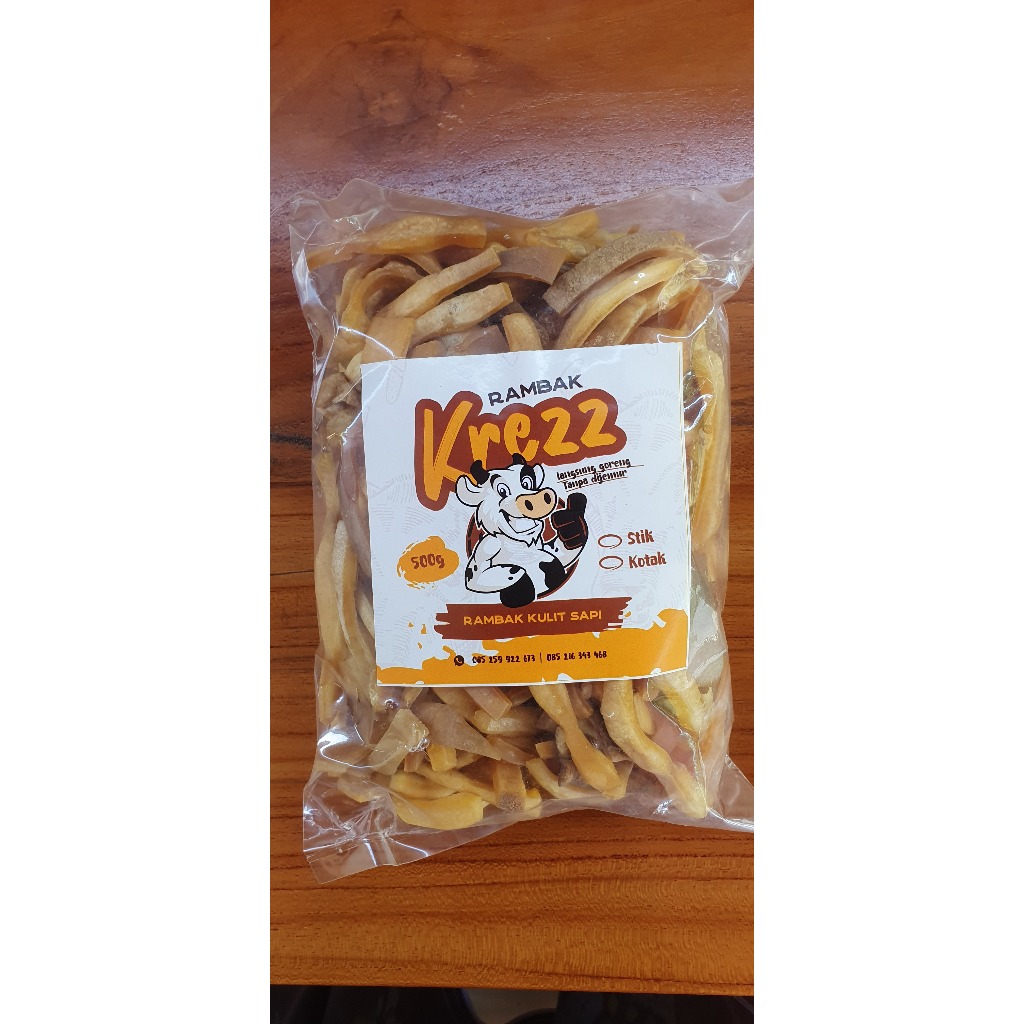 

Krecek Rambak Kulit Sapi Super 500 g / Krupuk Kulit Mentah Super / Dorokdok / Kerupuk Kulit Sapi Super Asli Mojokerto