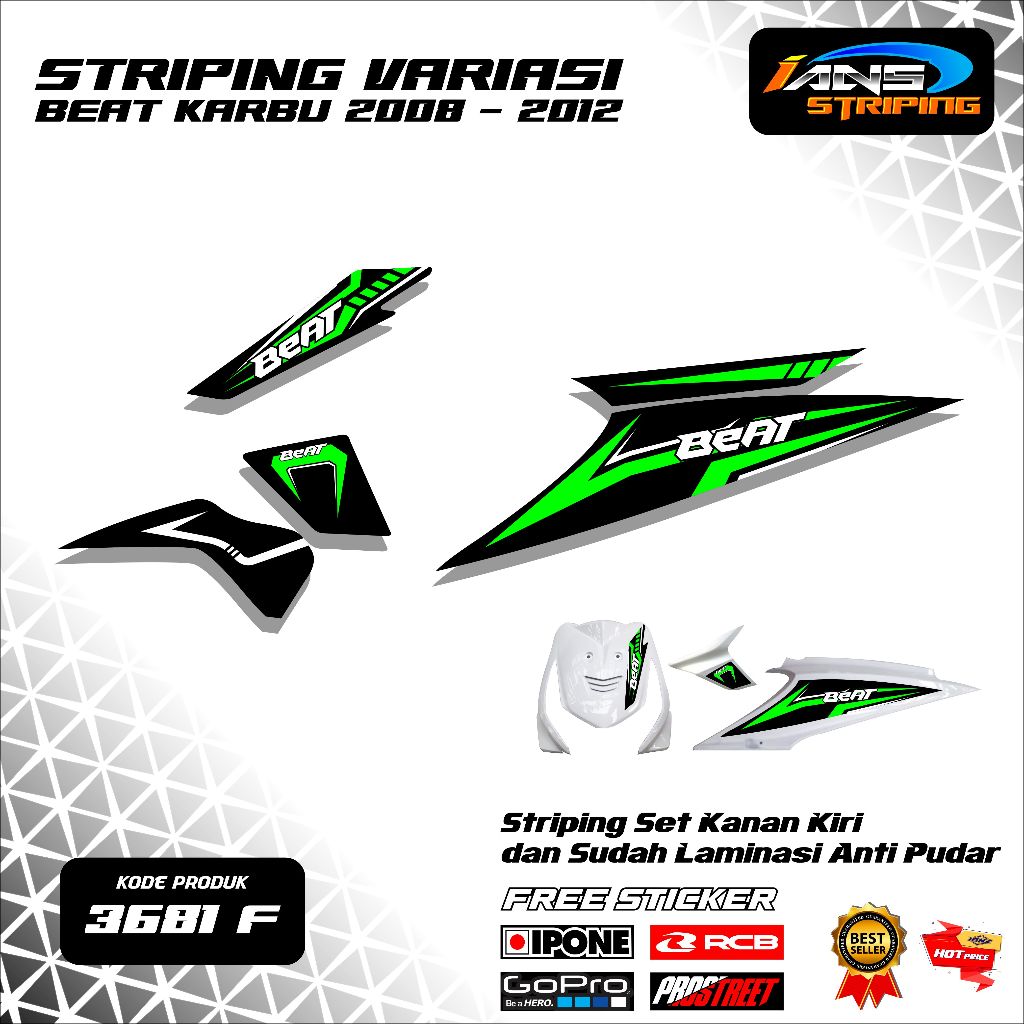 BJ 3681-STIKER SKOTLET MOTOR BEAT KARBU 2008 TERBARU-STIKER BEAT KARBU CUSTOM VARIASI MOTOR TERKINI